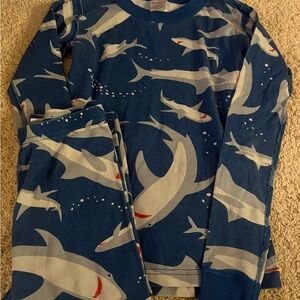 Hanna Andersson Boys Shark Print Blue Pajama Set